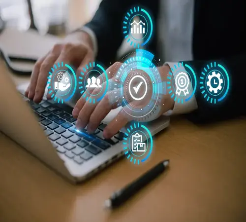 Professional using laptop