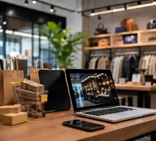 CCTV footage of shop seen in a laptop